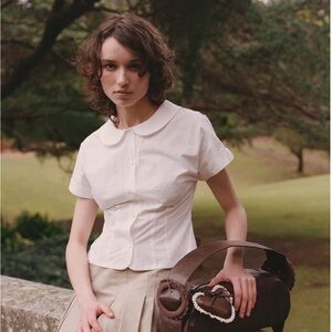 My Mum Made It Curved Collar Cap Sleeve Top